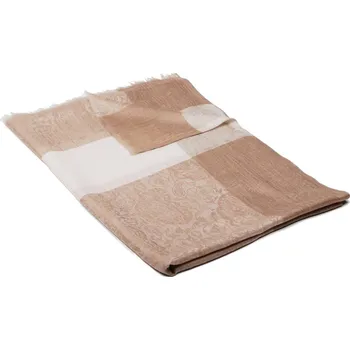 Šála Originální kašmírová pašmína šedobéžová se smetanovou