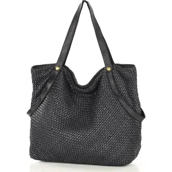 Kabelka GENUINE LEATHER Kožená kabelka přes rameno Mazzini MM244 černá