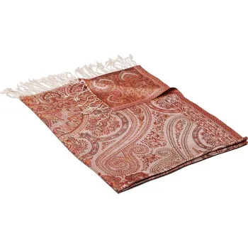 Šála Hedvábná šála Super velká Ornament smetanová s červenou