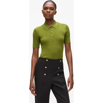 Dámské tričko TOP KARL LAGERFELD LUREX KNIT POLO MATCHA GREEN
