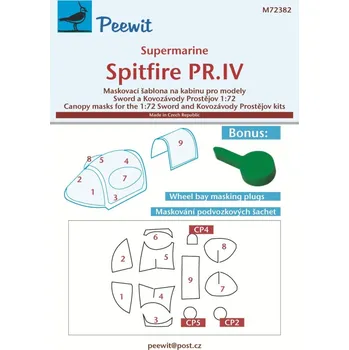 Plastikový model 1/72 Canopy mask Spitfire PR.IV (SWORD/KP)