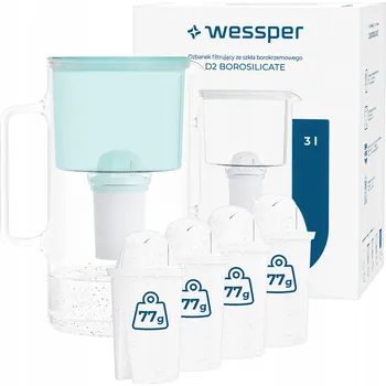 Filtrační konvice Filtrační konvice skleněná Wessper D2 BOROSILICATE 3l mátová + 5x filtr