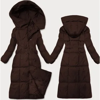 Dámská zimní bunda v čokoládové barvě s páskem J Style (5M3227-158) odstíny hnědé XL (42)