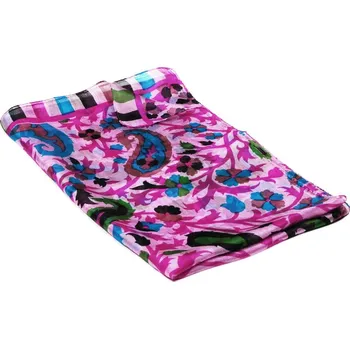 Šála Hedvábná šála s potiskem fialová