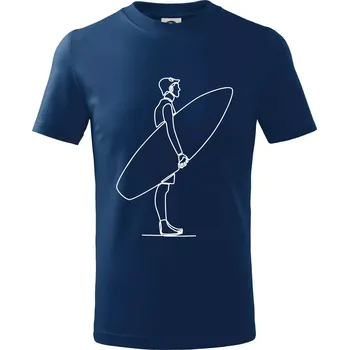 Chlapecké tričko Surfař stojící jedním tahem - Tričko dětské bavlněné - 98 cm / 2 roky ( Půlnoční modrá )