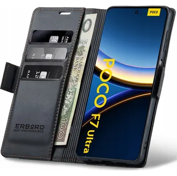 Pouzdro na mobilní telefon Flipové pouzdro Erbord pro Xiaomi 14 Ultra, černé