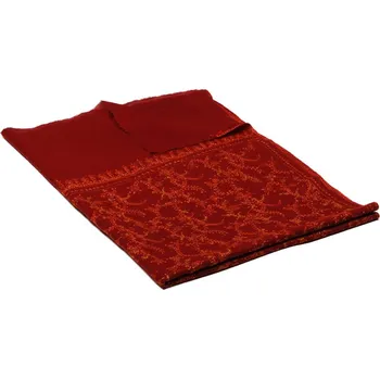 Šála Pranita Kašmírská ručně vyšívaná pašmína bordó s oranžovou a červenou Červená