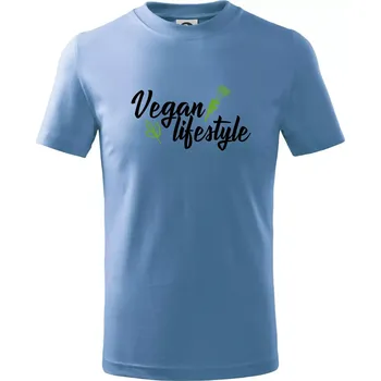 Vegan lifestyle - Tričko dětské bavlněné - 98 cm / 2 roky ( Pyžamově světlá modrá )