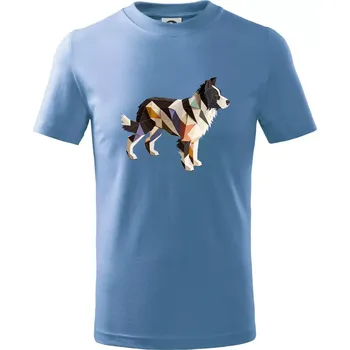 Border colie slepená z papíru - Tričko dětské bavlněné - 98 cm / 2 roky ( Pyžamově světlá modrá )