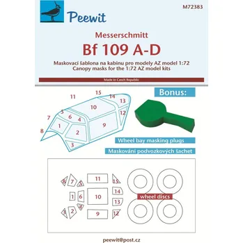 Plastikový model 1/72 Canopy mask Bf 109 A-D (AZ MODEL)