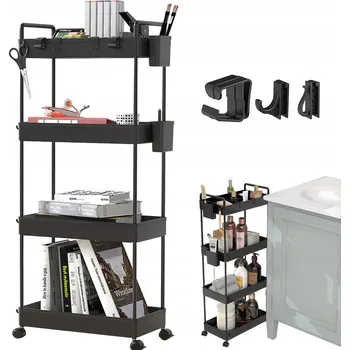 Úložný box ÚLOŽNÝ VOZÍK SE 4 POLICEMI, ERGONOMICKOU RUKOJETÍ A KOLEČKY