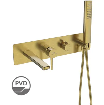 Vodovodní baterie Laveo Vanová baterie Pola podomítková se sprchovým setem - BAP_G1PB, zlatá kartáčovaná
