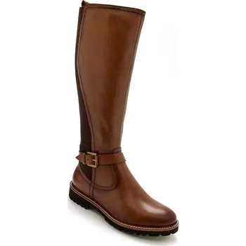 Dámské kozačky PédiConfort Kožené kozačky s pružným zadním dílem kaštanová 42