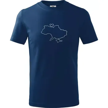 Chlapecké tričko Mapa Ukrajiny - srdce - Tričko dětské bavlněné - 98 cm / 2 roky ( Půlnoční modrá )