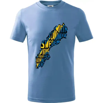 Mapy - názvy měst - Švédsko - Tričko dětské bavlněné - 98 cm / 2 roky ( Pyžamově světlá modrá )