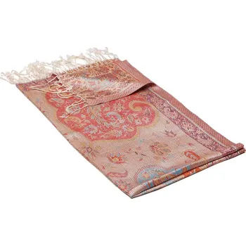 Šála Hedvábná šála Super střední Jamavar smetanová s červenou a světle modrou