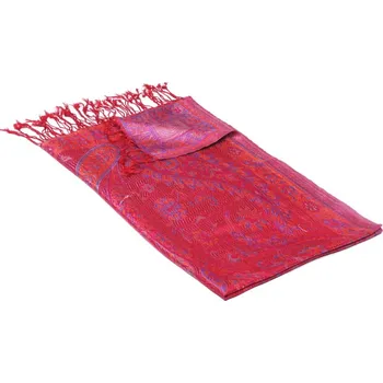 Šála Hedvábná šála Super Nortso střední červená s magentou a žlutou