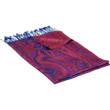 Šála Hedvábná šála Super velká modrá s magentou