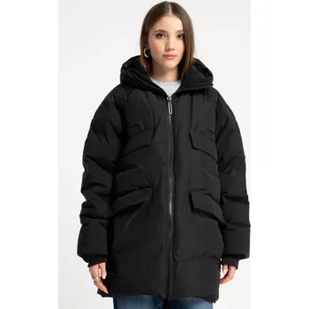 Dívčí bunda Reporter Young | Dívčí černá prodloužená zimní bunda s kapucí a velkými kapsami - Barva ČERNÁ, Velikost 164 253-0886G-06-100-1