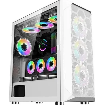 PC skříň 1stCOOL MiddleTower Wind Storm White, E-ATX, USB3.0 + set 4x ARGB fan ML-WSTORM-W-ARGB