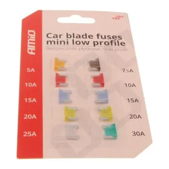 Autopojistky Nožové pojistky nízkoprofilové 10 ks