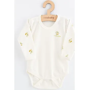 Kojenecký body Kojenecké body s dlouhým rukávem z organické bavlny New Baby Olivy Béžová 74 (6-9m)
