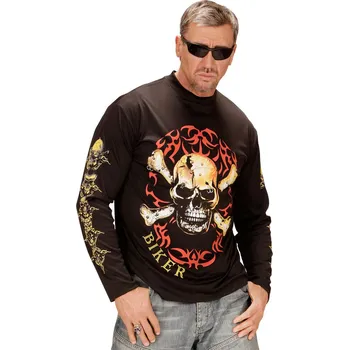 Pánské motorkářské tričko s lebkou - M/L