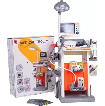 Dětská kuchyňka Mega lékařský a stomatologický vozík pro děti s doplňky a světelnými a zvukovými efekty