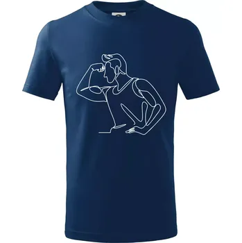 Posilování biceps jedním tahem - Tričko dětské bavlněné - 98 cm / 2 roky ( Půlnoční modrá )
