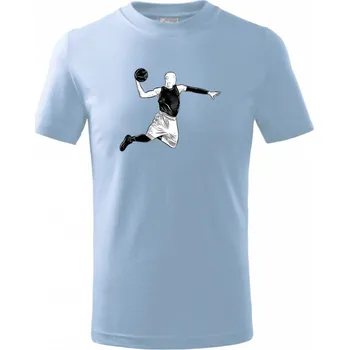 Chlapecké tričko Basketbalista ve výskoku - Tričko dětské bavlněné - 98 cm / 2 roky ( Pyžamově světlá modrá )