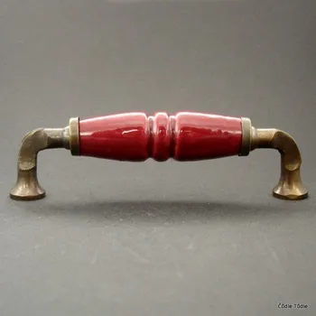 Nábytkové kování Nábytkové madlo keramické vínové - 10 cm