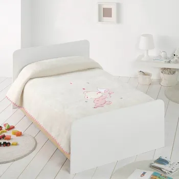 Dětská deka Dětská španělská deka Piel 80 x 110 cm s výšivkou Medvídek, růžová, PIEL S.A.