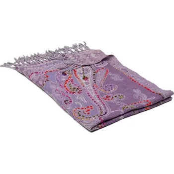 Šála Šála z merino vlny s vyšíváním světle modrofialová