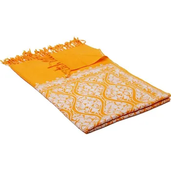 Šála Kašmírská vlněná šála Jate M tmavě žlutá s bílou