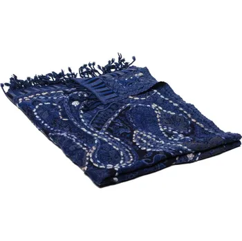 Šála Šála z merino vlny s vyšíváním Khandro tmavě modrá