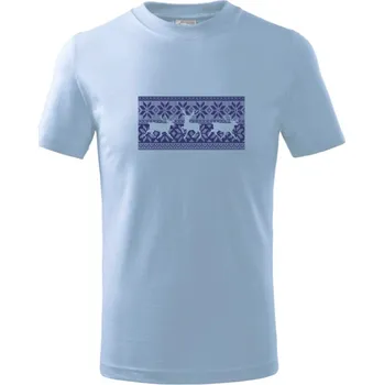 Jelen ve vánočním vzoru - Tričko dětské bavlněné - 98 cm / 2 roky ( Pyžamově světlá modrá )