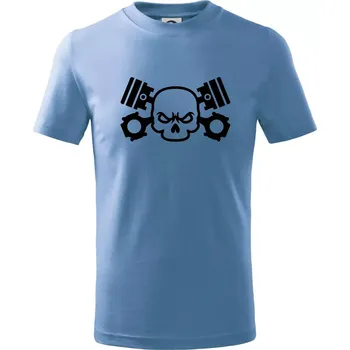 Lebka písty - Tričko dětské bavlněné - 98 cm / 2 roky ( Pyžamově světlá modrá )