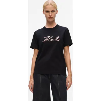 Dámské tričko TRIČKO KARL LAGERFELD SIGNATURE SEQUINS T-SHIRT BLACK