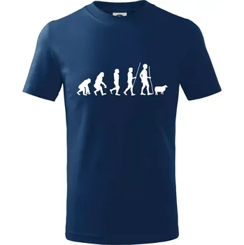 Chlapecké tričko Evoluce pastevec ovcí - Tričko dětské bavlněné - 98 cm / 2 roky ( Půlnoční modrá )