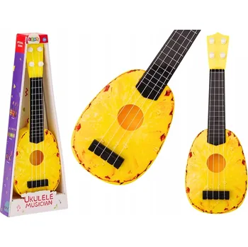 Hudební nástroj pro děti Ukulele pro děti Mini kytara 4 struny Motiv ananasu Kytarka žlutá 15''