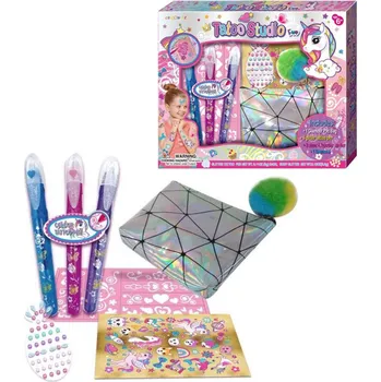 Odstranitelné tetování Tetovací studio dětský set s kosmetickou taškou a tetovacími pery | 890021