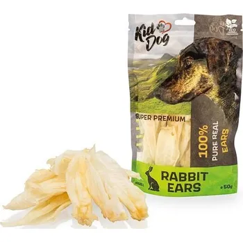 Pamlsek pro psa KIDDOG SUPER PREMIUM 100% přírodní králičí uši 50 g
