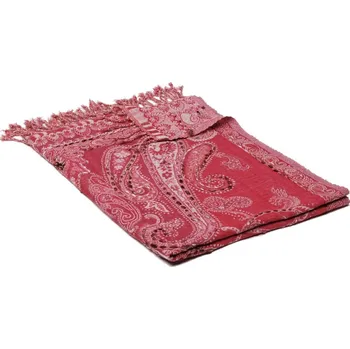 Šála Šála z merino vlny s vyšíváním tmavě růžová