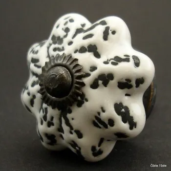 Nábytkové kování Nábytková úchytka bílá s patinou 4,2 cm - knopka