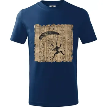 Chlapecké tričko Egyptské hieroglyfy paraglide - Tričko dětské bavlněné - 98 cm / 2 roky ( Půlnoční modrá )