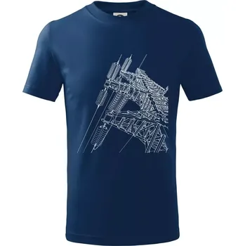 Nákres stožáru vysokého napětí - Tričko dětské bavlněné - 98 cm / 2 roky ( Půlnoční modrá )