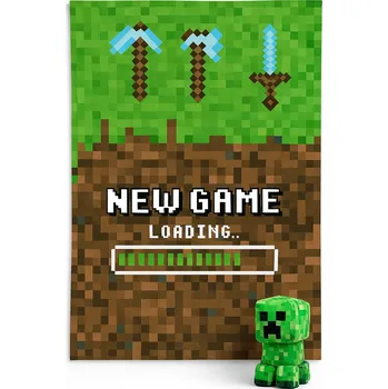 deka DĚTSKÁ DEKA 150X200 MINECRAFT GAME FLANELOVÁ DO ŠKOLKY