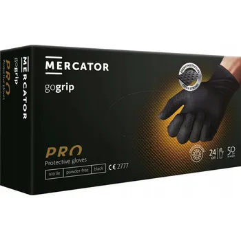 Pracovní rukavice Nitrilové rukavice pro mechaniky Mercator GOGRIP black černé 50 ks, velikost L