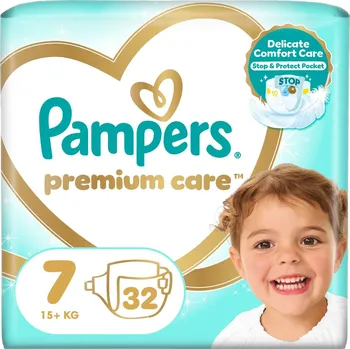 Plena Pampers Premium Care Velikost 7, 32 Dětské Plenky, 15kg+