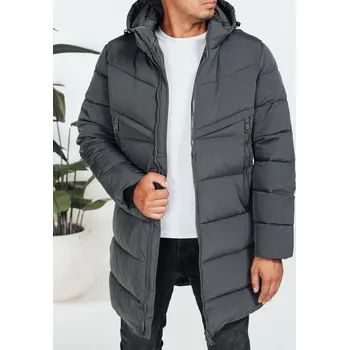 Šedá pánská zimní prošívaná bunda s kapucí TX5071 Velikost: 2XL